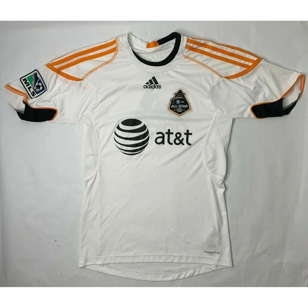 Adidas 2010 MLS All Star Jersey Adult Small White Orange Huston AT&T‎